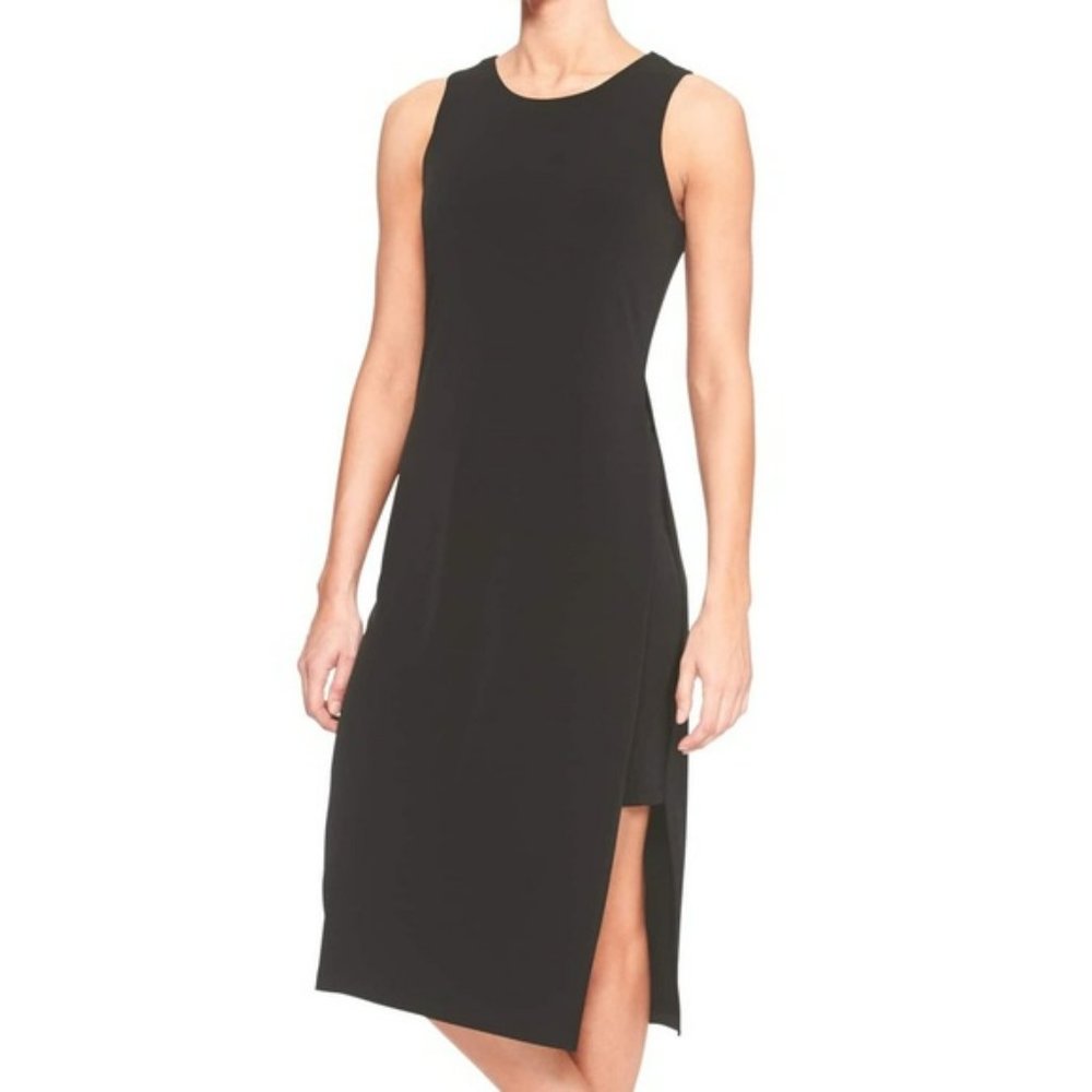 Banana Republic Side Slit Midi Dress, Black, Small